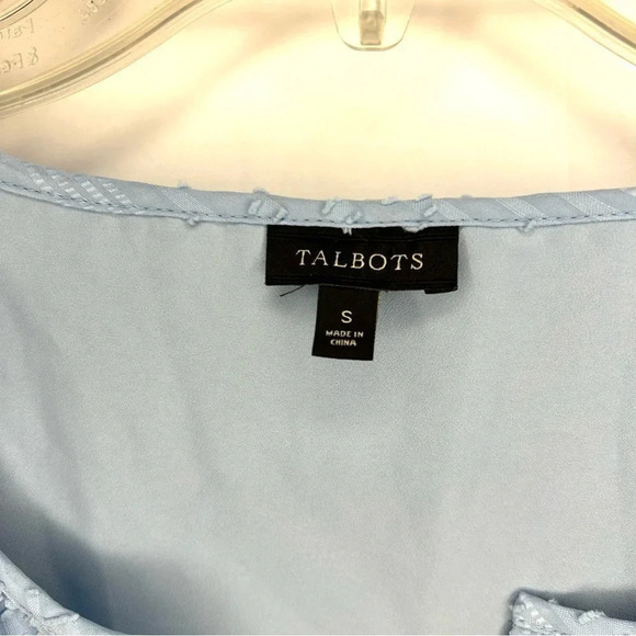 Talbots Textured Popover Blouse Baby Blue 3/4 Sleeve Women’s Small - Picture 4 of 10